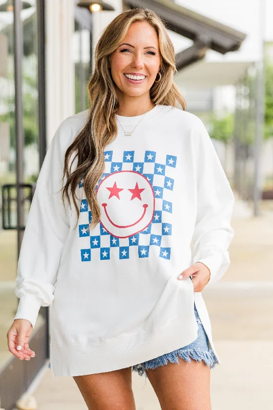 Starry Eyed Cozy Crewneck, White