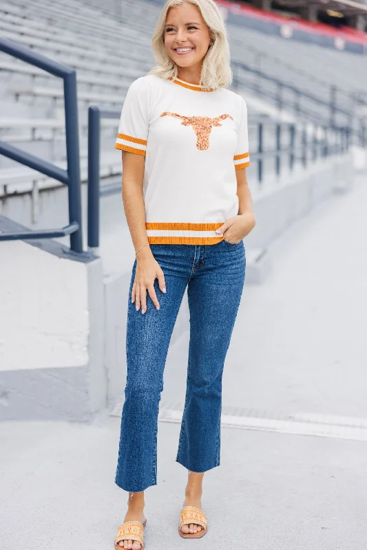 Stay In Character White/Orange Longhorn Sweater