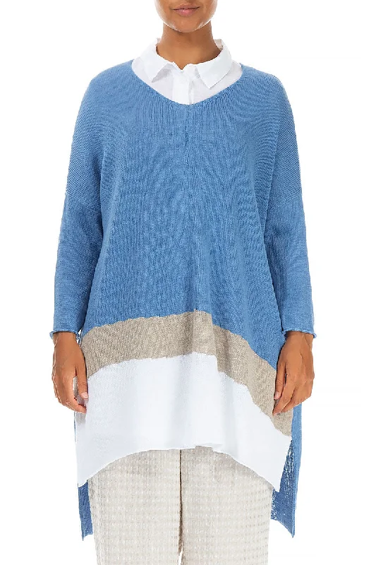 Striped Cornflower Linen Jumper