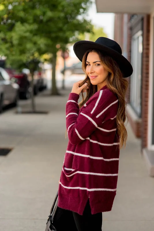 Striped Fuzzy Cardigan