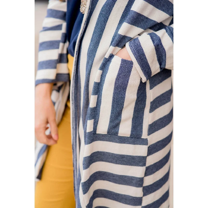 Striped Terry Tunic Cardigan