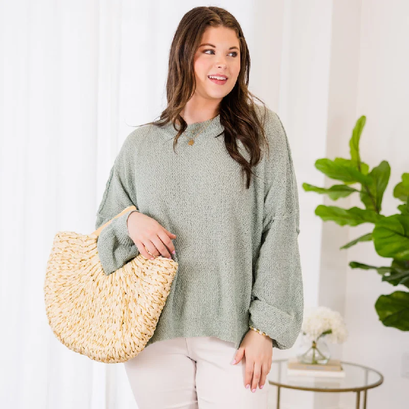 Surfing The Tides Pullover, Mint Sage