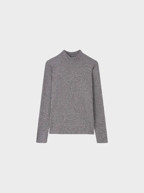 Textured Stretch Turtleneck-Grey