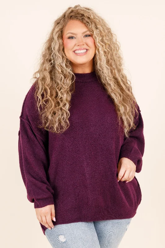 Too Comfy Sweater, Heather Dark Plum