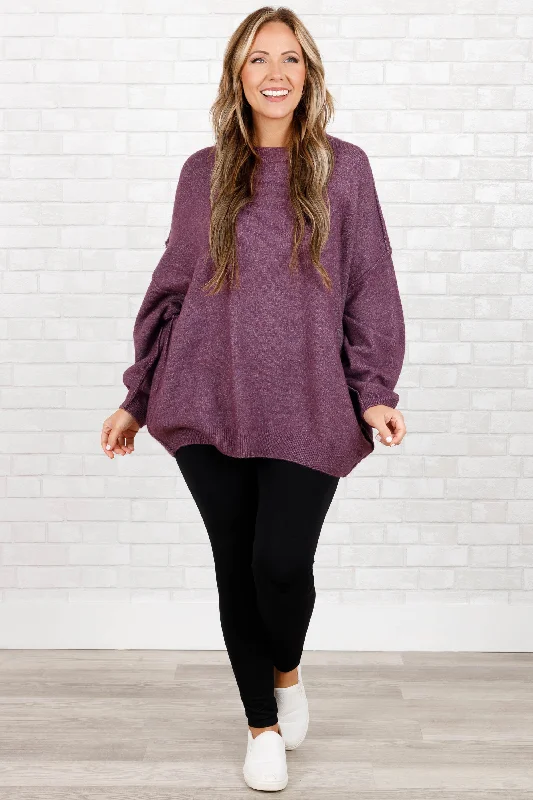 Too Comfy Sweater, Heather Eggplant