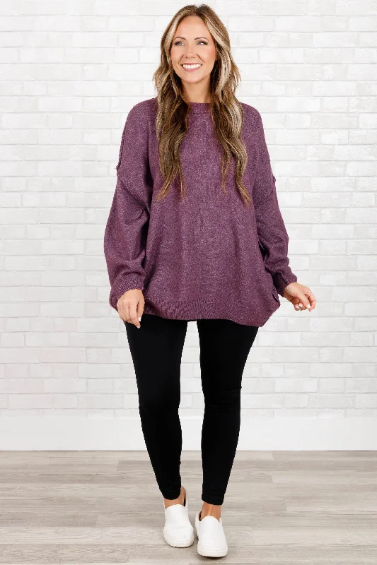 Too Comfy Sweater, Heather Eggplant