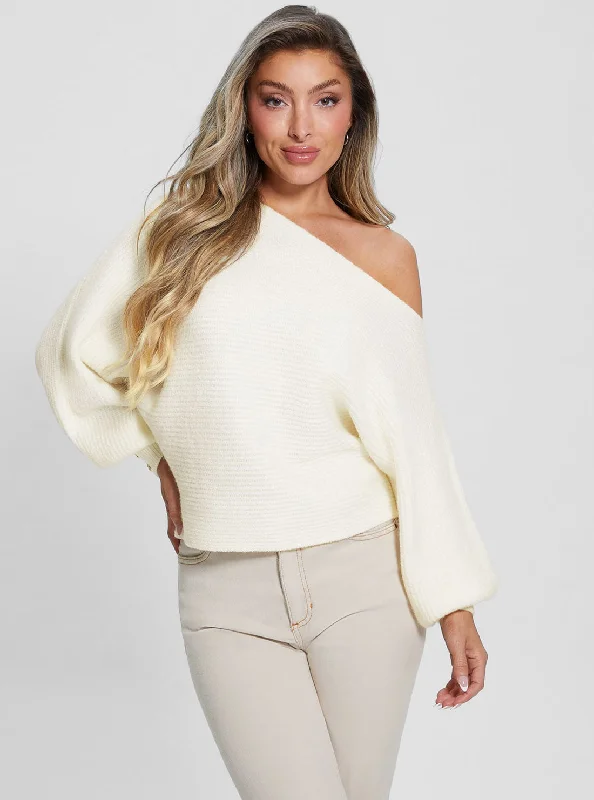 White Isadora Off-Shoulder Knit Top