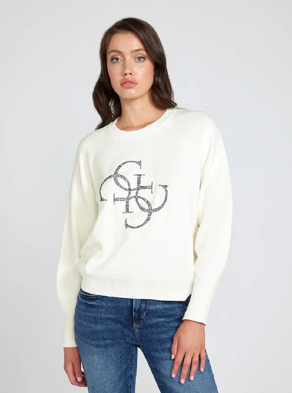 White Long Sleeve Leonor Logo Jumper