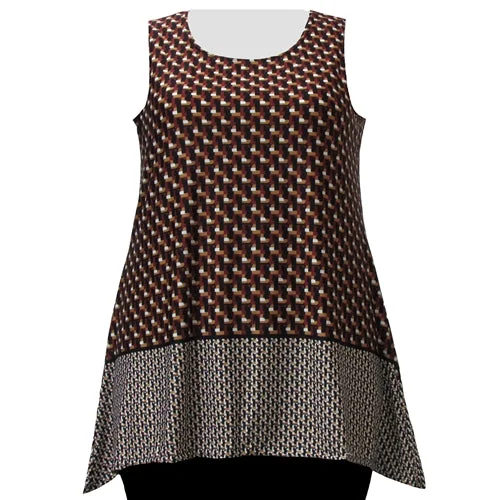 Wine Geometric Border Print Tank Top Women's Plus Size Tank Top