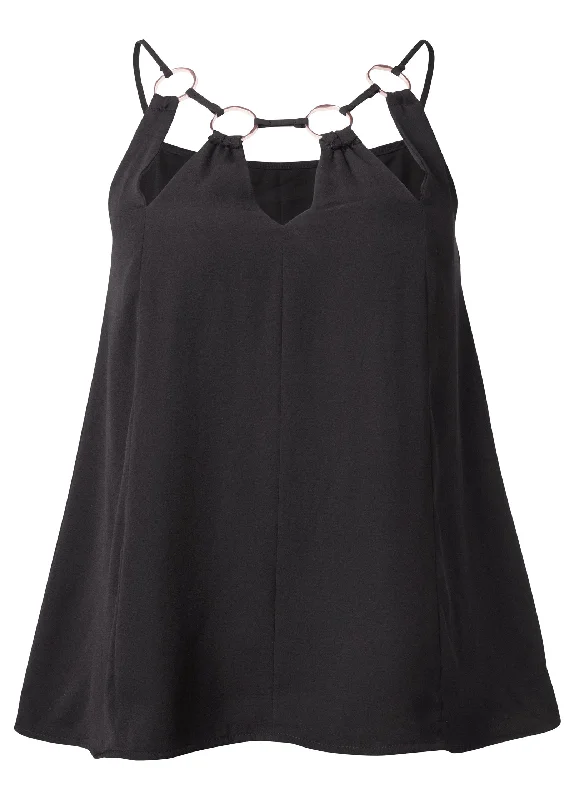 Sleeveless ring detail top - Black