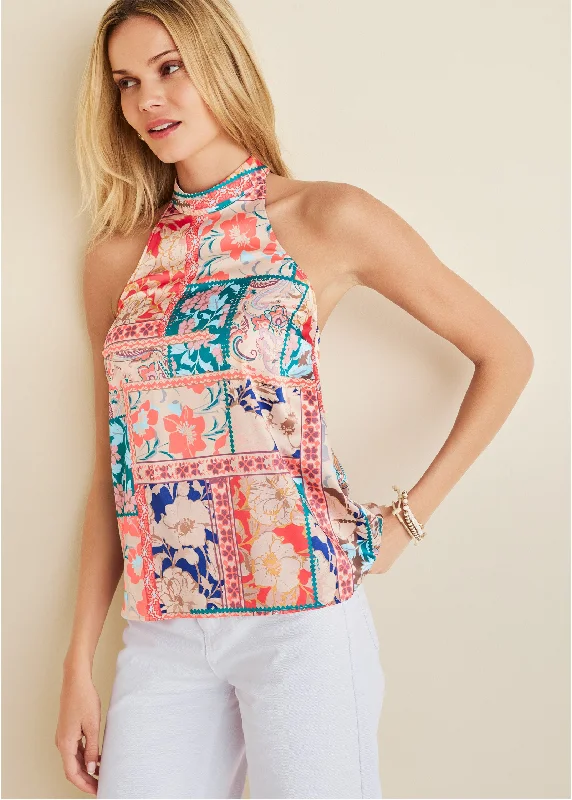 Printed halter top - Venetian Patchwork