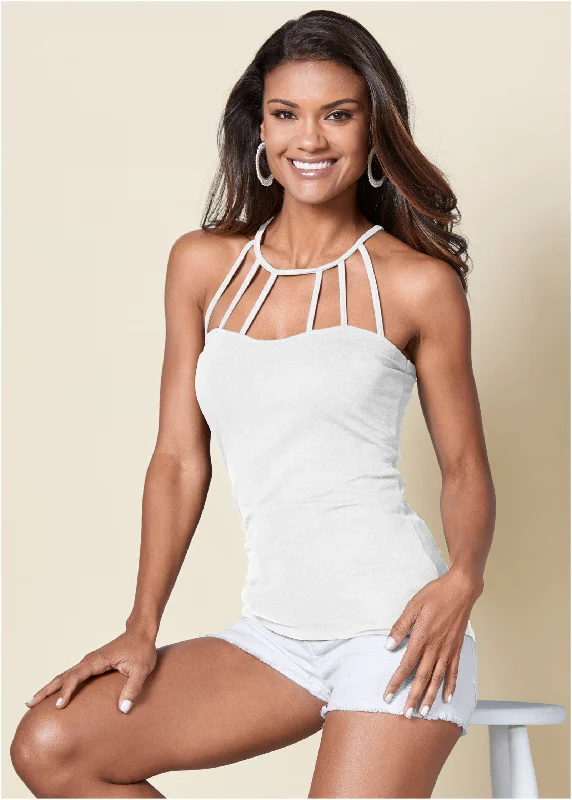 Strappy detail top - White